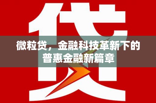 郁南微粒贷，金融科技革新下的普惠金融新篇章