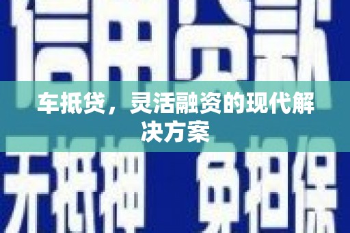 郁南车抵贷，灵活融资的现代解决方案