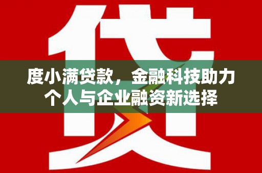 郁南度小满贷款，金融科技助力个人与企业融资新选择