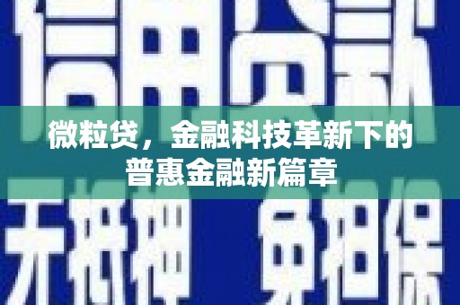郁南微粒贷，金融科技革新下的普惠金融新篇章