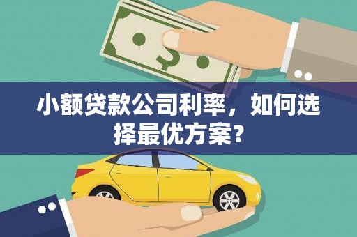 郁南小额贷款公司利率，如何选择最优方案？