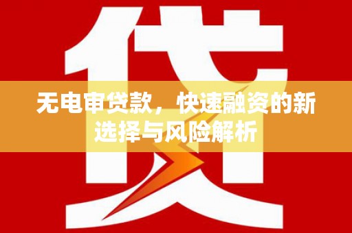 郁南无电审贷款，快速融资的新选择与风险解析