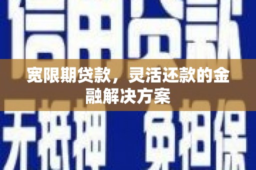 郁南宽限期贷款，灵活还款的金融解决方案