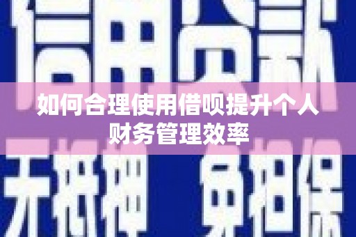 郁南如何合理使用借呗提升个人财务管理效率
