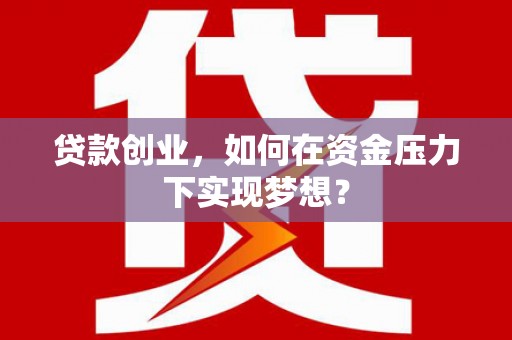 郁南贷款创业，如何在资金压力下实现梦想？
