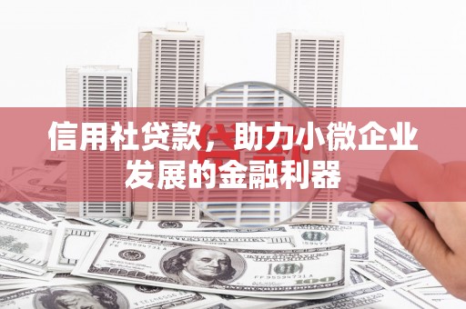 郁南信用社贷款，助力小微企业发展的金融利器