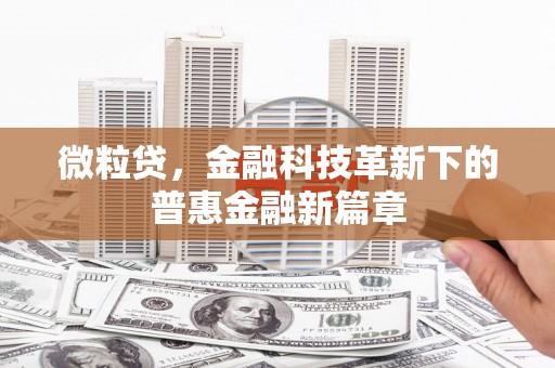 郁南微粒贷，金融科技革新下的普惠金融新篇章