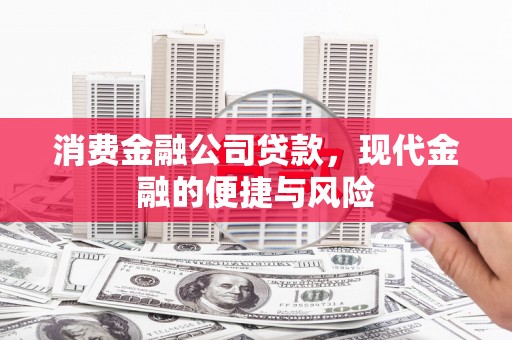 郁南消费金融公司贷款，现代金融的便捷与风险