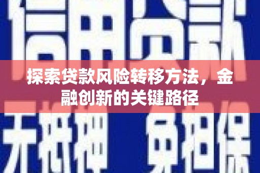 郁南探索贷款风险转移方法，金融创新的关键路径