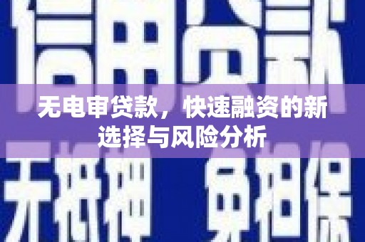 郁南无电审贷款，快速融资的新选择与风险分析