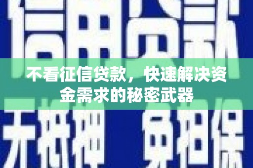 郁南不看征信贷款，快速解决资金需求的秘密武器