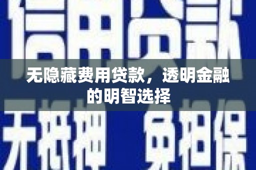 郁南无隐藏费用贷款，透明金融的明智选择